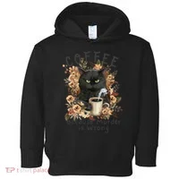 Coffee Because Murder Is Wrong Sarcastic Angry Black Cat  Toddler Hoodie thumb 0