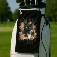 Coffee Because Murder Is Wrong Sarcastic Angry Black Cat  Golf Towel thumb 2