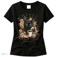 Coffee Because Murder Is Wrong Sarcastic Angry Black Cat  Women's T-Shirt thumb 0