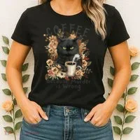 Coffee Because Murder Is Wrong Sarcastic Angry Black Cat  Women's T-Shirt thumb 2