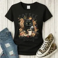 Coffee Because Murder Is Wrong Sarcastic Angry Black Cat  Women's T-Shirt thumb 3