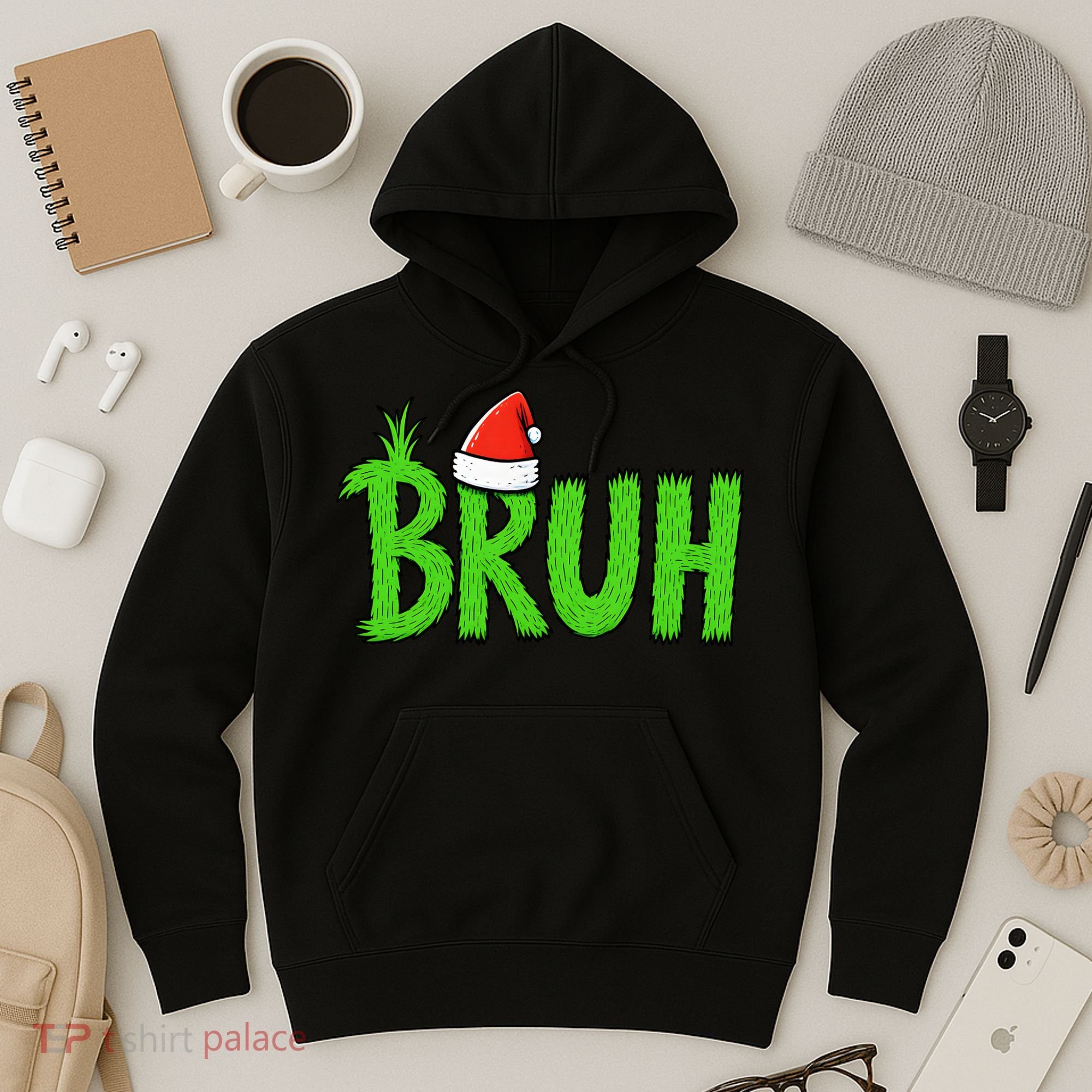 Christmas Bruh Meme Santa Hat Funny Xmas Hoodie