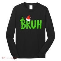 Christmas Bruh Meme Santa Hat Funny Xmas Long Sleeve Shirt thumb 0