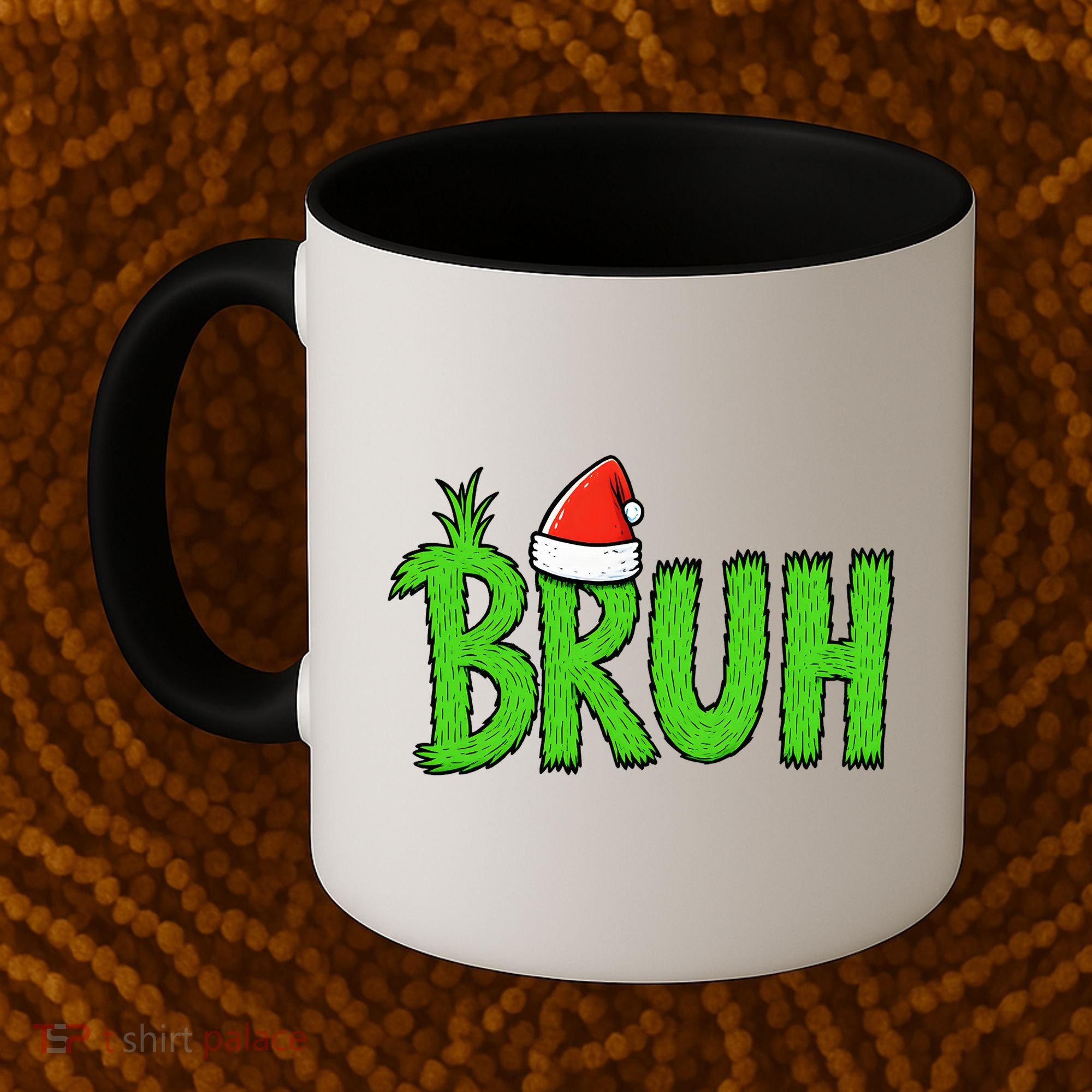 Christmas Bruh Meme Santa Hat Funny Xmas Coffee Mug