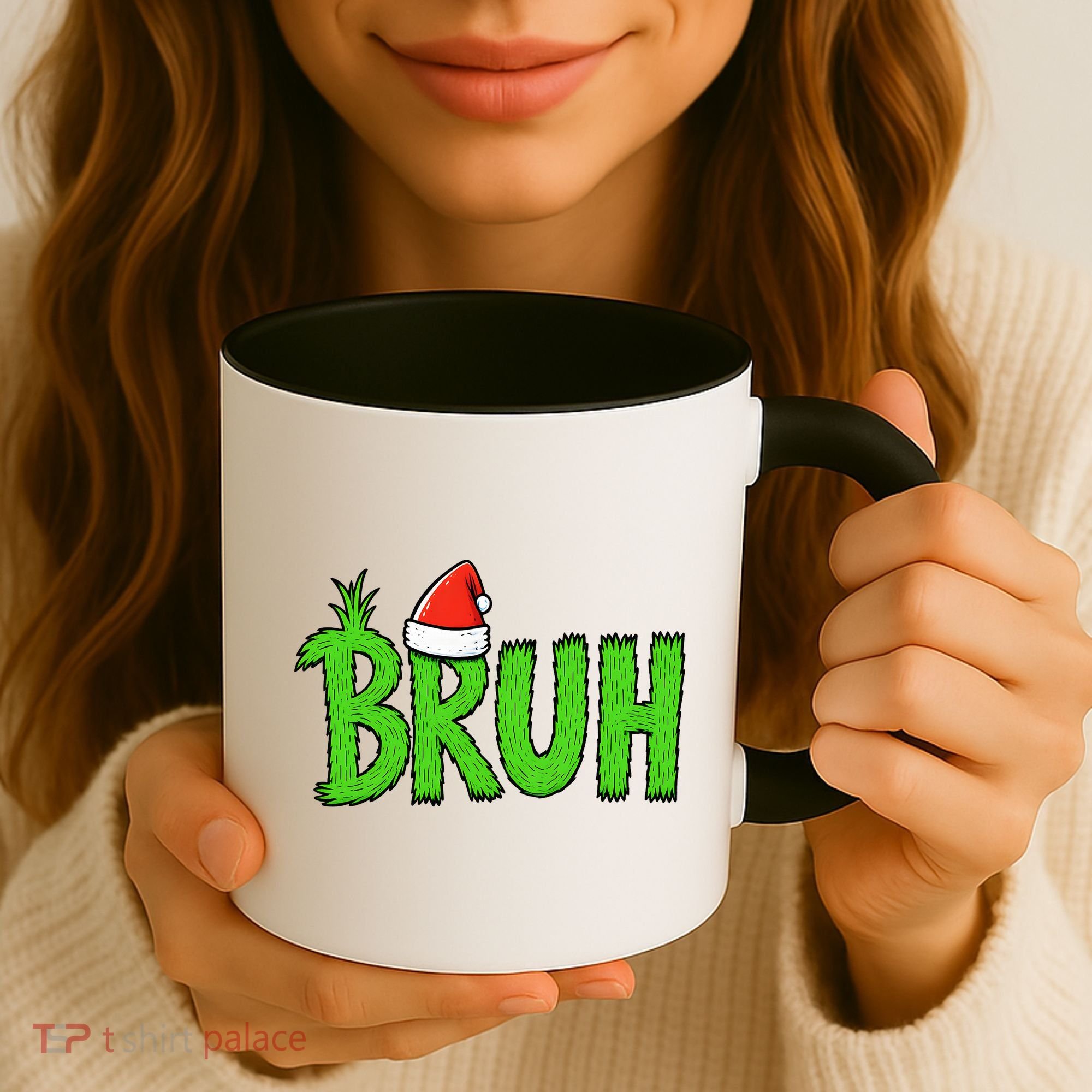 Christmas Bruh Meme Santa Hat Funny Xmas Coffee Mug