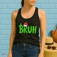 Christmas Bruh Meme Santa Hat Funny Xmas Women's Tank Top thumb 2