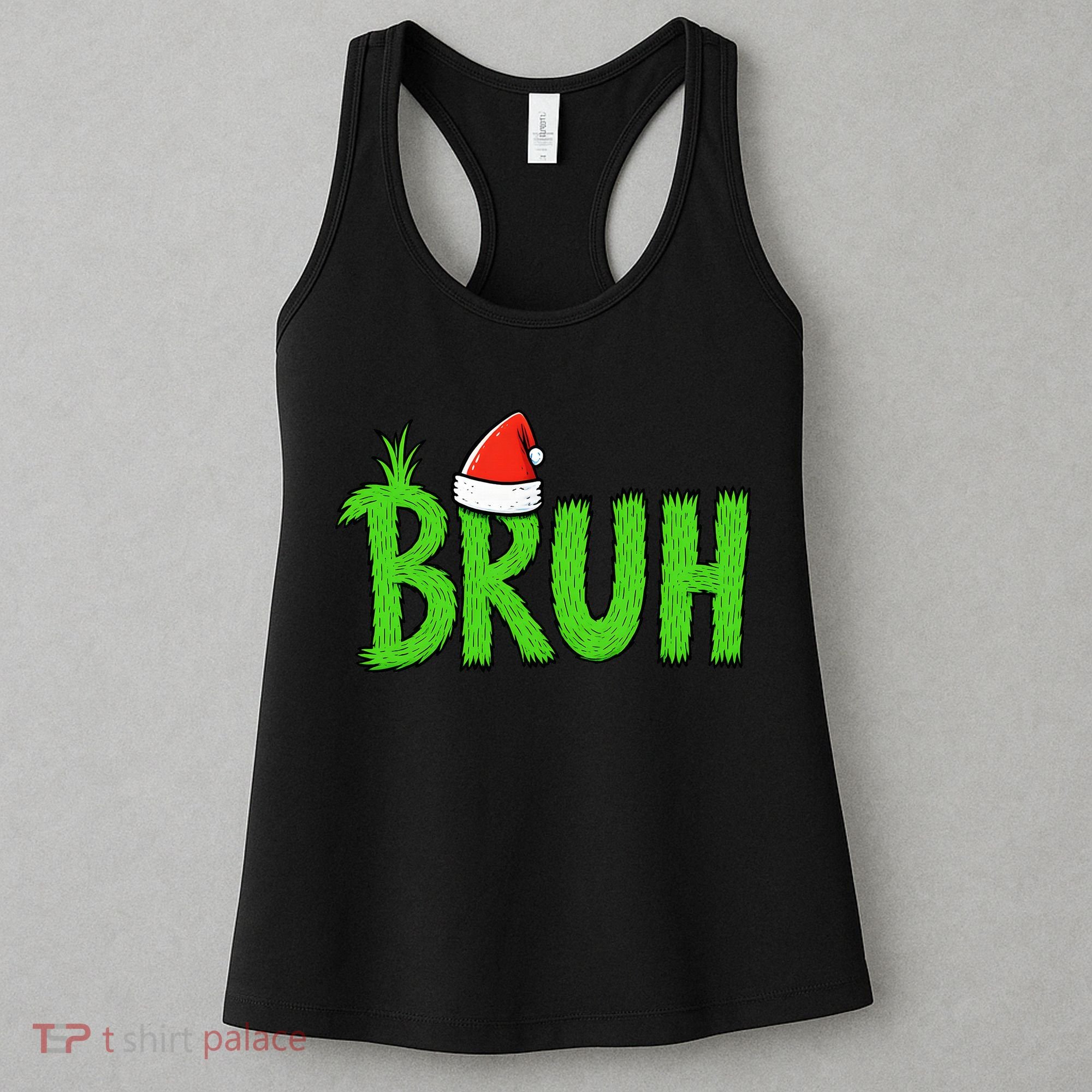 Christmas Bruh Meme Santa Hat Funny Xmas Women's Tank Top