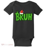 Christmas Bruh Meme Santa Hat Funny Xmas Baby Bodysuit thumb 0