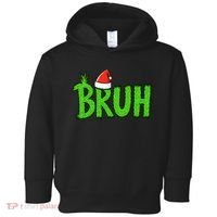 Christmas Bruh Meme Santa Hat Funny Xmas Toddler Hoodie thumb 0