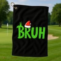 Christmas Bruh Meme Santa Hat Funny Xmas Golf Towel thumb 1
