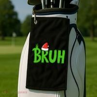 Christmas Bruh Meme Santa Hat Funny Xmas Golf Towel thumb 2