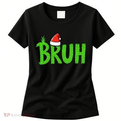 Christmas Bruh Meme Santa Hat Funny Xmas Women's T-Shirt
