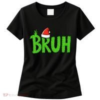 Christmas Bruh Meme Santa Hat Funny Xmas Women's T-Shirt thumb 0