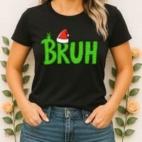 Christmas Bruh Meme Santa Hat Funny Xmas Women's T-Shirt thumb 2