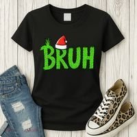Christmas Bruh Meme Santa Hat Funny Xmas Women's T-Shirt thumb 3
