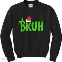 Christmas Bruh Meme Santa Hat Funny Xmas Kids Sweatshirt thumb 0