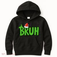 Christmas Bruh Meme Santa Hat Funny Xmas Kids Hoodie thumb 0
