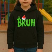 Christmas Bruh Meme Santa Hat Funny Xmas Kids Hoodie thumb 3