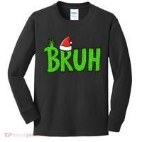 Christmas Bruh Meme Santa Hat Funny Xmas Kids Long Sleeve Shirt thumb 0