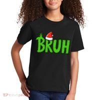 Christmas Bruh Meme Santa Hat Funny Xmas Kids T-Shirt thumb 2