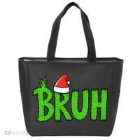 Christmas Bruh Meme Santa Hat Funny Xmas Tote Bag thumb 0