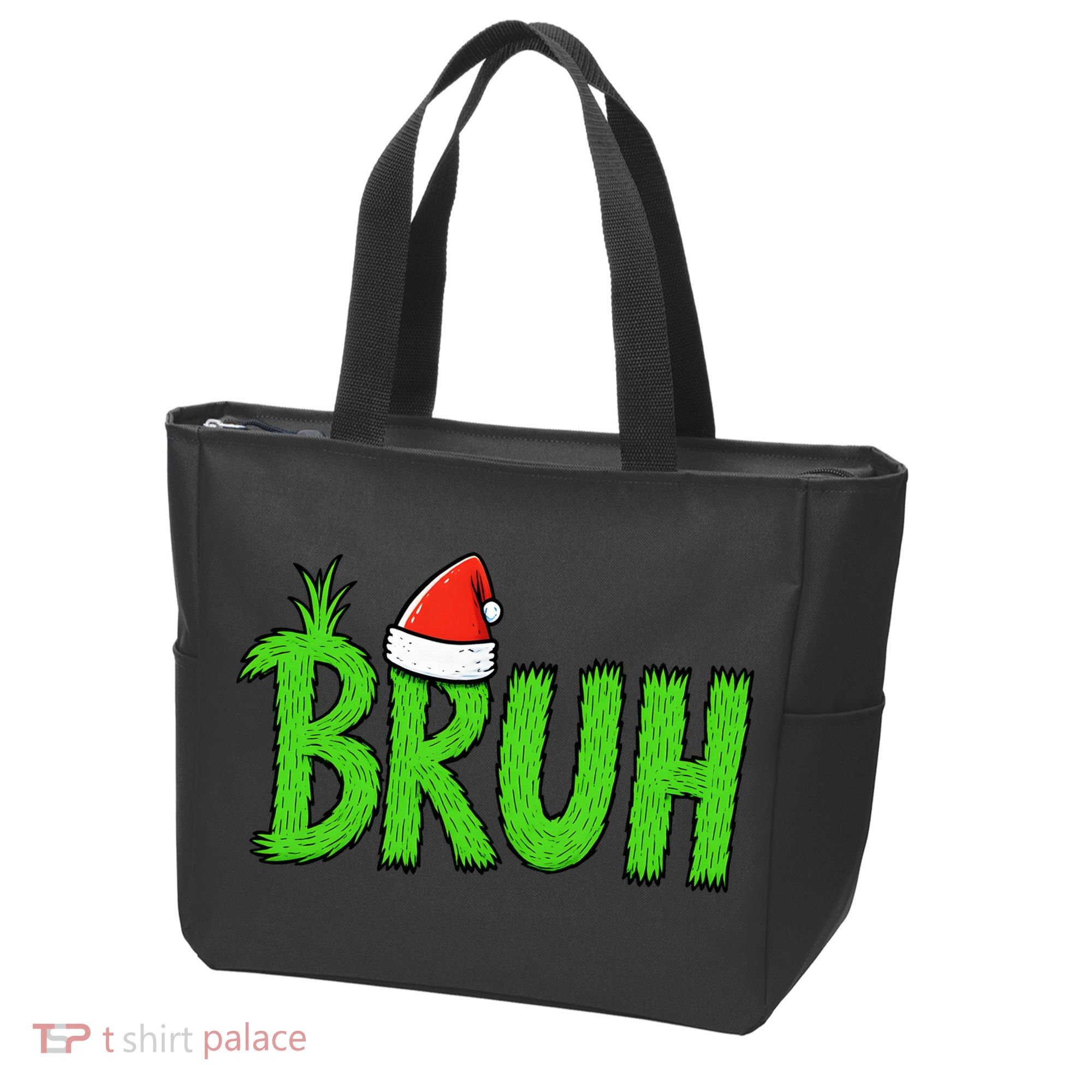 Christmas Bruh Meme Santa Hat Funny Xmas Tote Bag