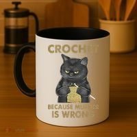 Crochet Because Murder Is Wrong Crochet Black Cat Yarn Coffee Mug thumb 4