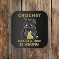 Crochet Because Murder Is Wrong Crochet Black Cat Yarn Coaster thumb 0