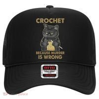 Crochet Because Murder Is Wrong Crochet Black Cat Yarn Hat thumb 0