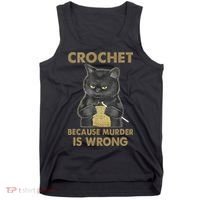 Crochet Because Murder Is Wrong Crochet Black Cat Yarn Tank Top thumb 0