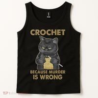 Crochet Because Murder Is Wrong Crochet Black Cat Yarn Tank Top thumb 2