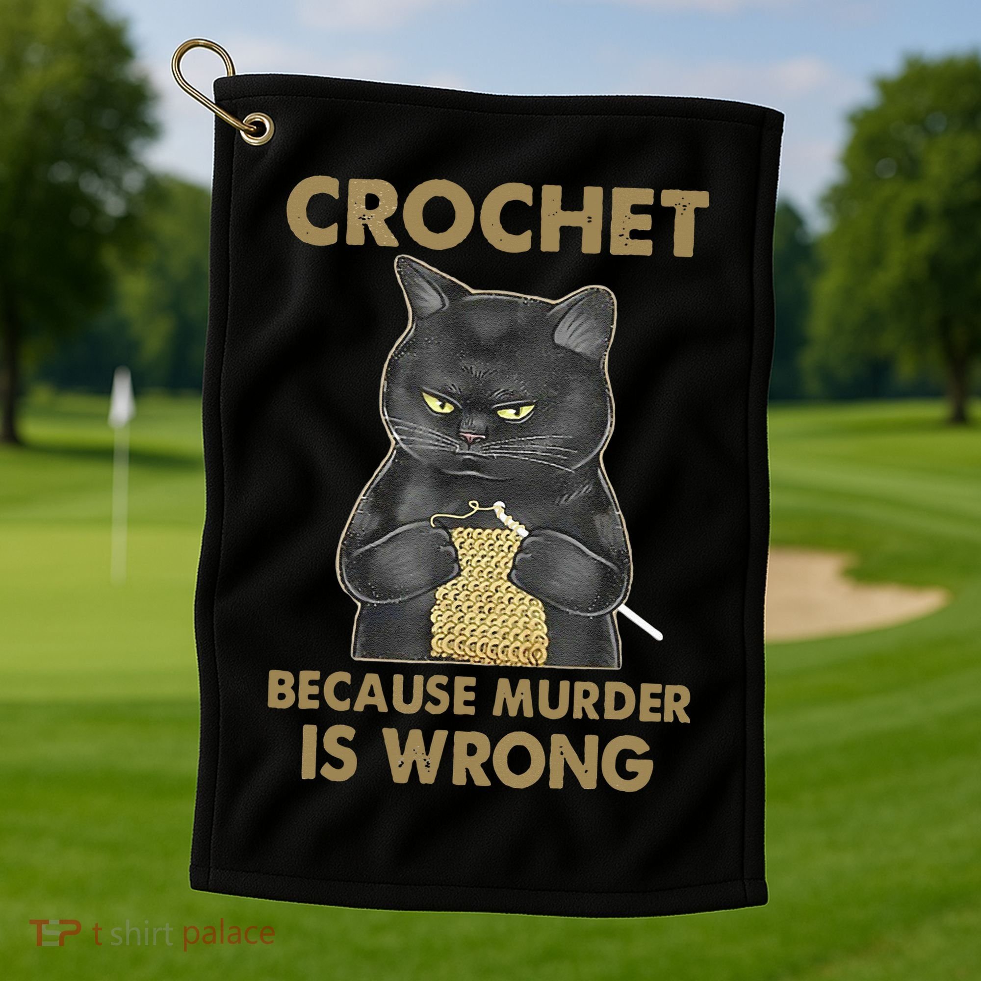 Crochet Because Murder Is Wrong Crochet Black Cat Yarn Golf Towel