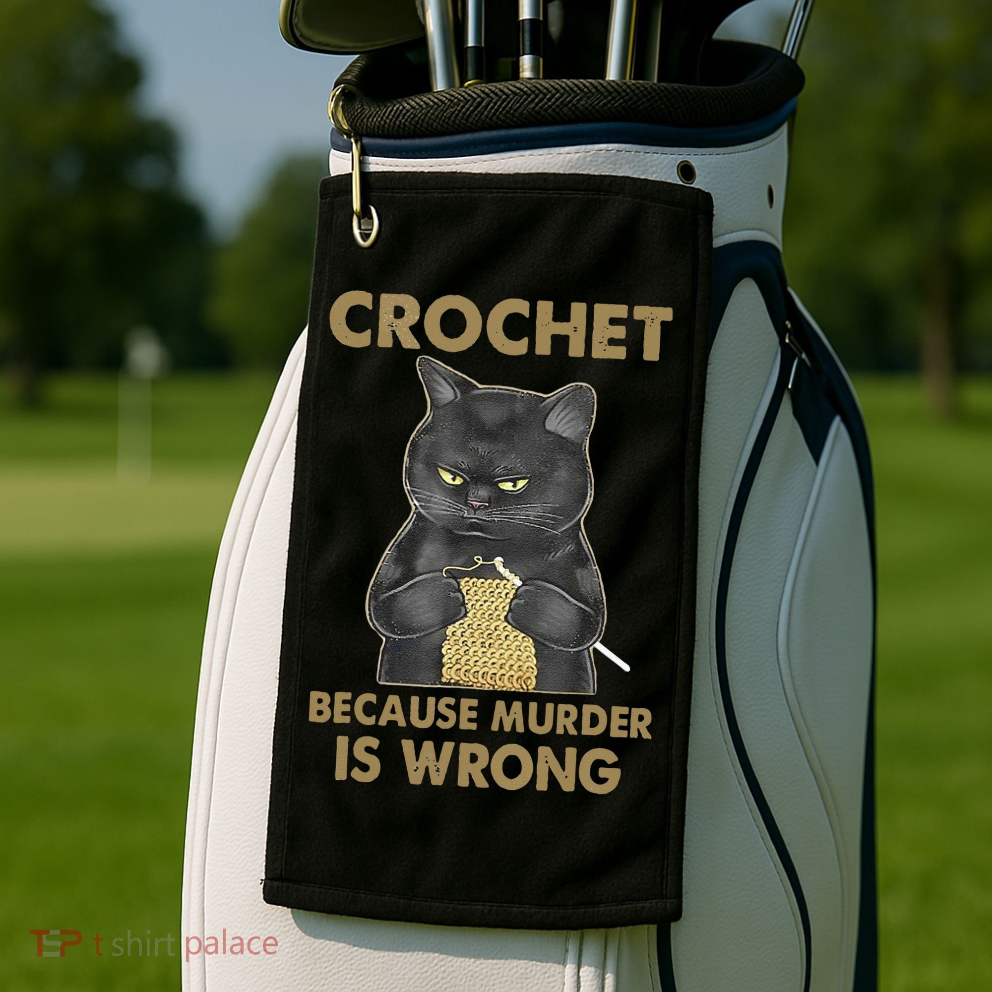 Crochet Because Murder Is Wrong Crochet Black Cat Yarn Golf Towel