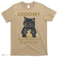 Crochet Because Murder Is Wrong Crochet Black Cat Yarn T-Shirt thumb 0