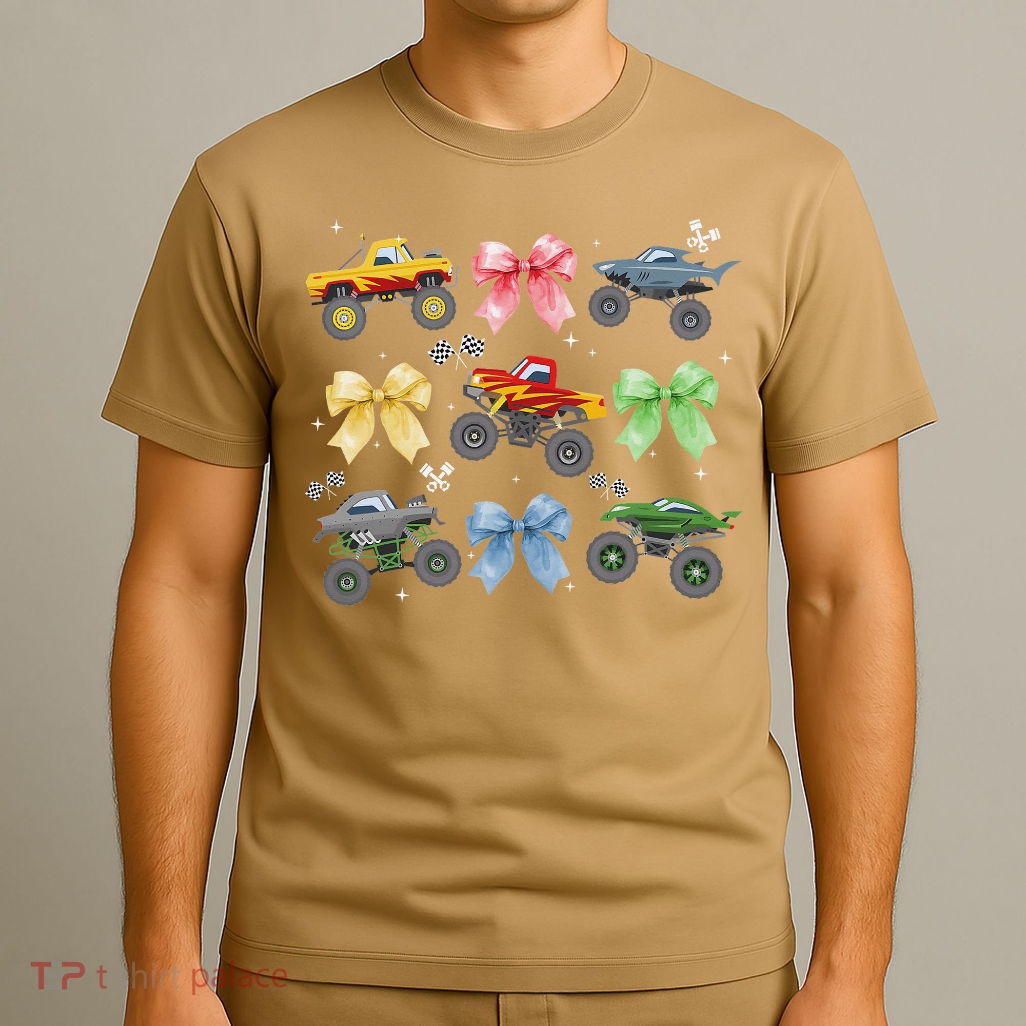 Coquette Bow Monster Truck Mothers Day Costume Mom Girl T-Shirt