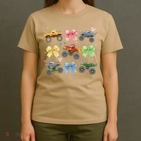 Coquette Bow Monster Truck Mothers Day Costume Mom Girl T-Shirt thumb 4