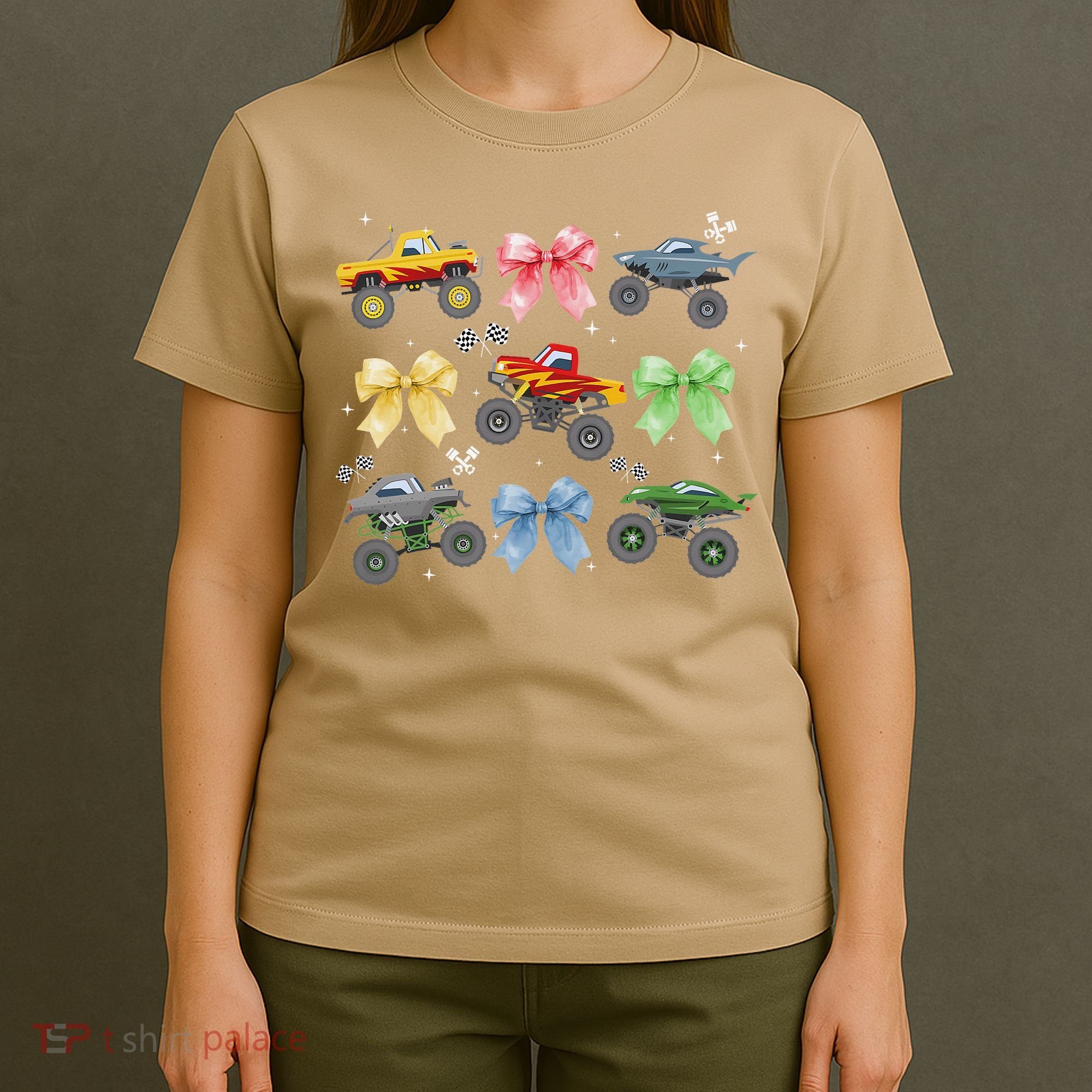 Coquette Bow Monster Truck Mothers Day Costume Mom Girl T-Shirt