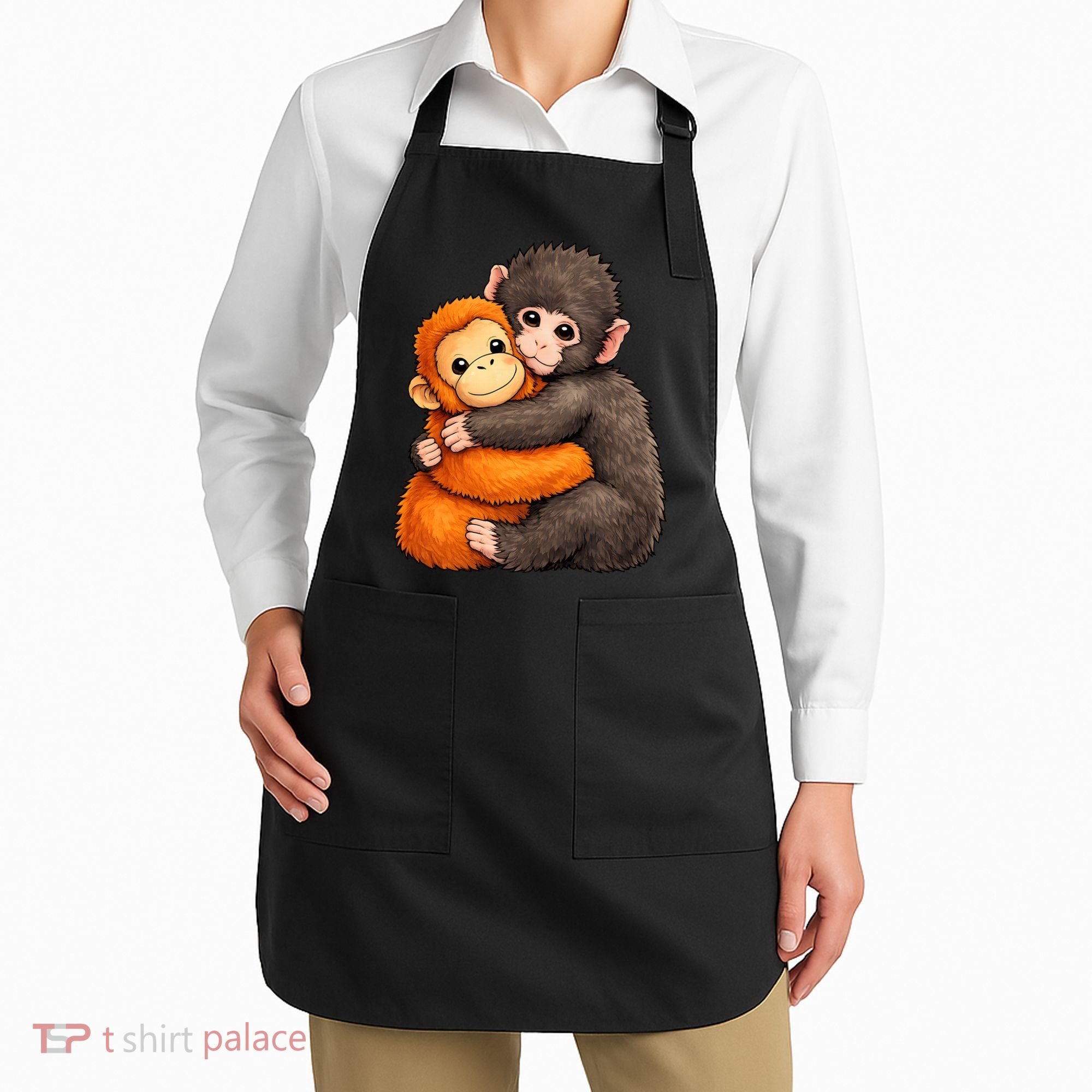 Cute Baby Monkey Punch Plush Hugging Apron