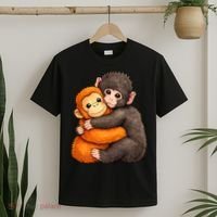 Cute Baby Monkey Punch Plush Hugging T-Shirt thumb 2