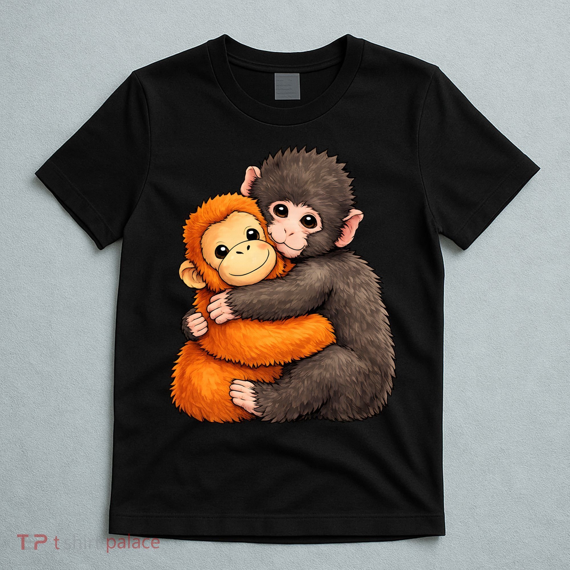 Cute Baby Monkey Punch Plush Hugging T-Shirt