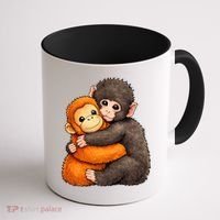 Cute Baby Monkey Punch Plush Hugging Coffee Mug thumb 1