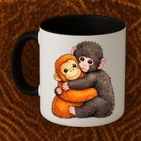 Cute Baby Monkey Punch Plush Hugging Coffee Mug thumb 2