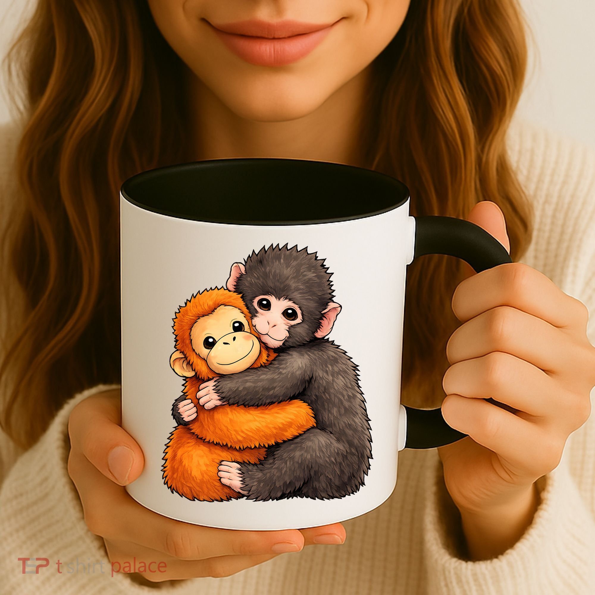 Cute Baby Monkey Punch Plush Hugging Coffee Mug
