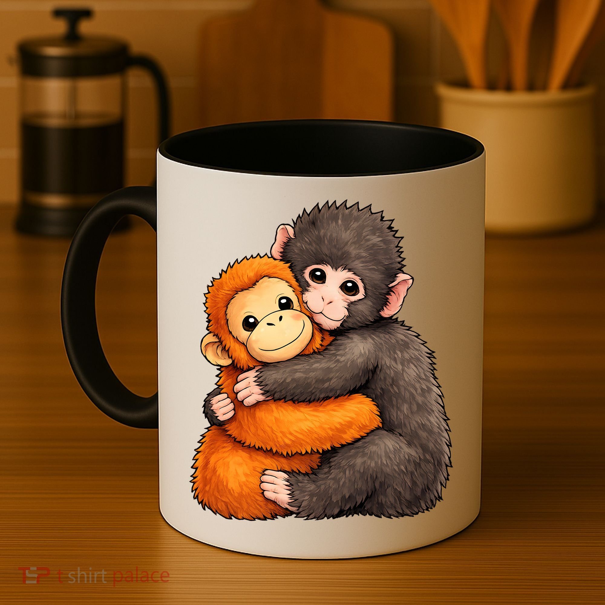 Cute Baby Monkey Punch Plush Hugging Coffee Mug