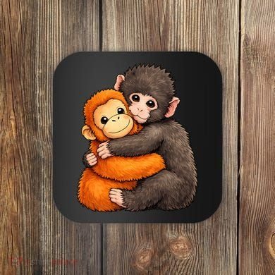Cute Baby Monkey Punch Plush Hugging Coaster
