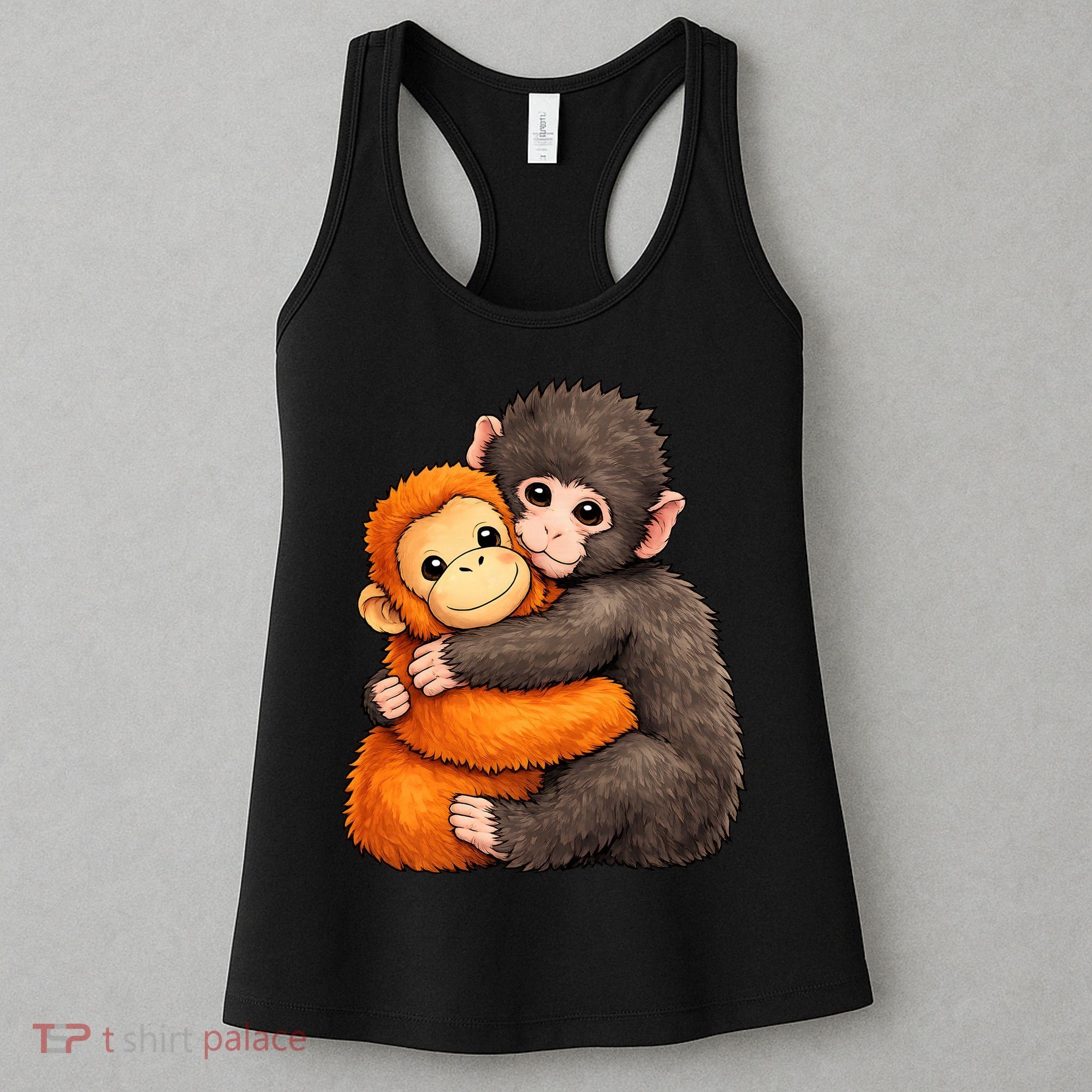 Cute Baby Monkey Punch Plush Hugging Women's Tank Top