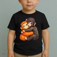 Cute Baby Monkey Punch Plush Hugging Toddler T-Shirt thumb 2