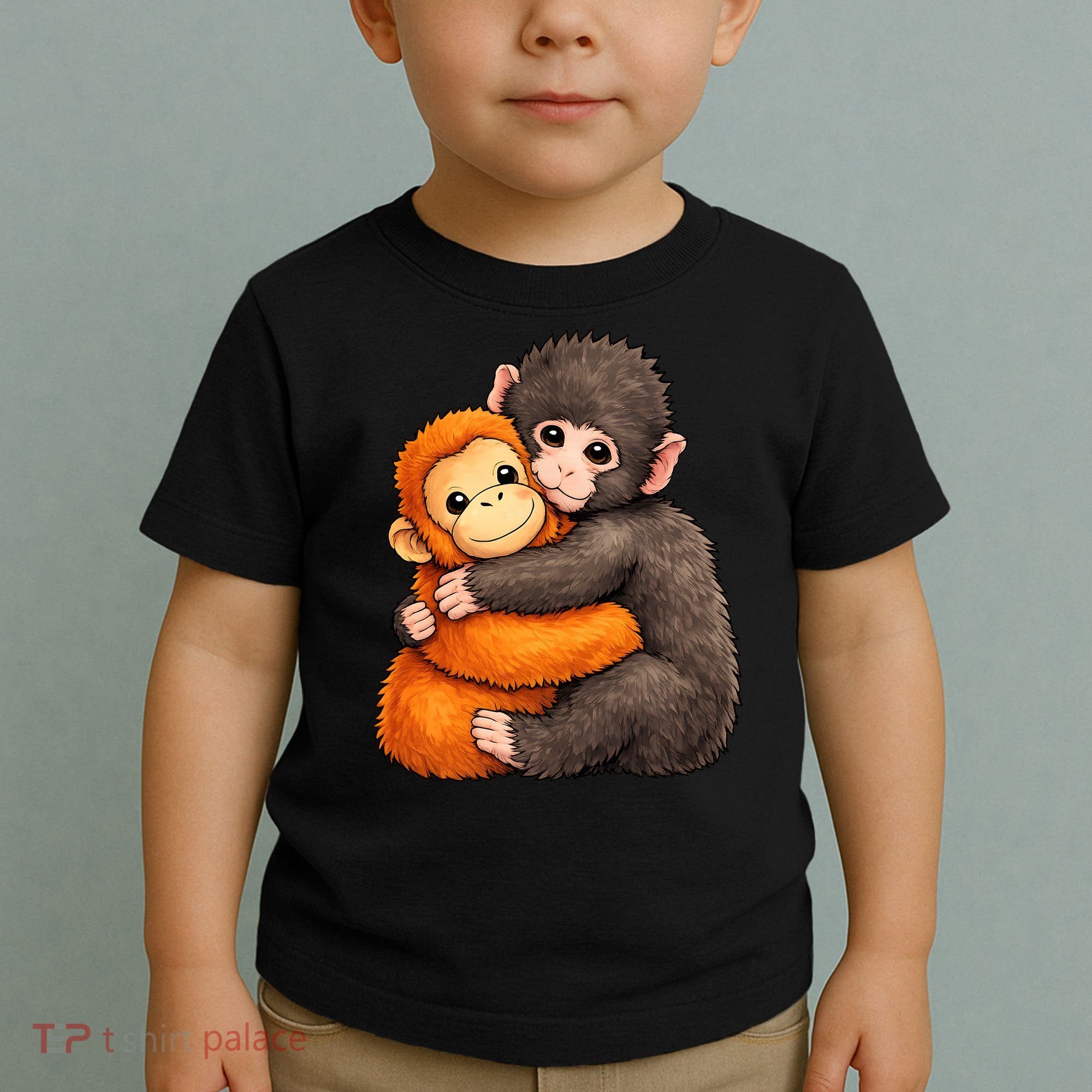Cute Baby Monkey Punch Plush Hugging Toddler T-Shirt