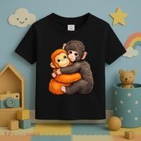 Cute Baby Monkey Punch Plush Hugging Toddler T-Shirt thumb 3