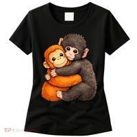 Cute Baby Monkey Punch Plush Hugging Women's T-Shirt thumb 0